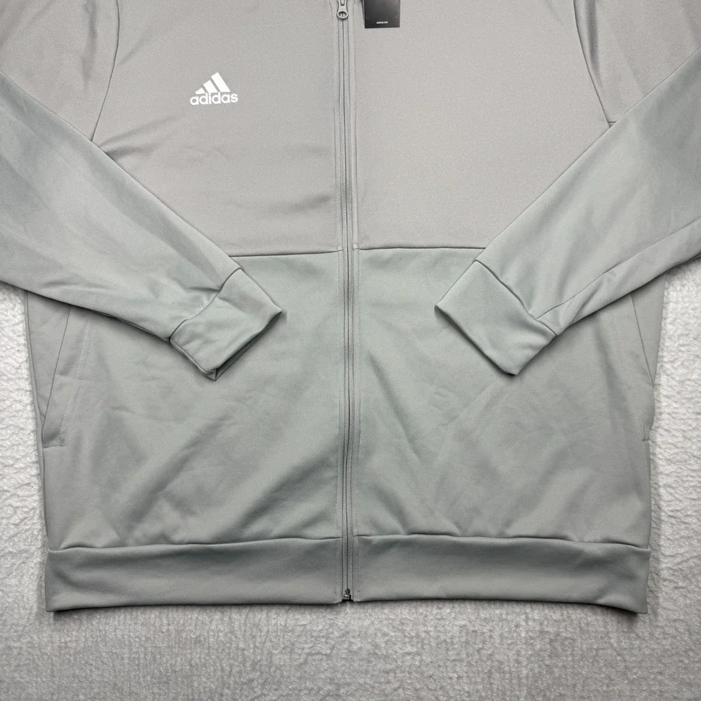 NWT Adidas Essentials Gray Full Zip Hoodie Hooded Sweater Track Jacket Men's 3XL